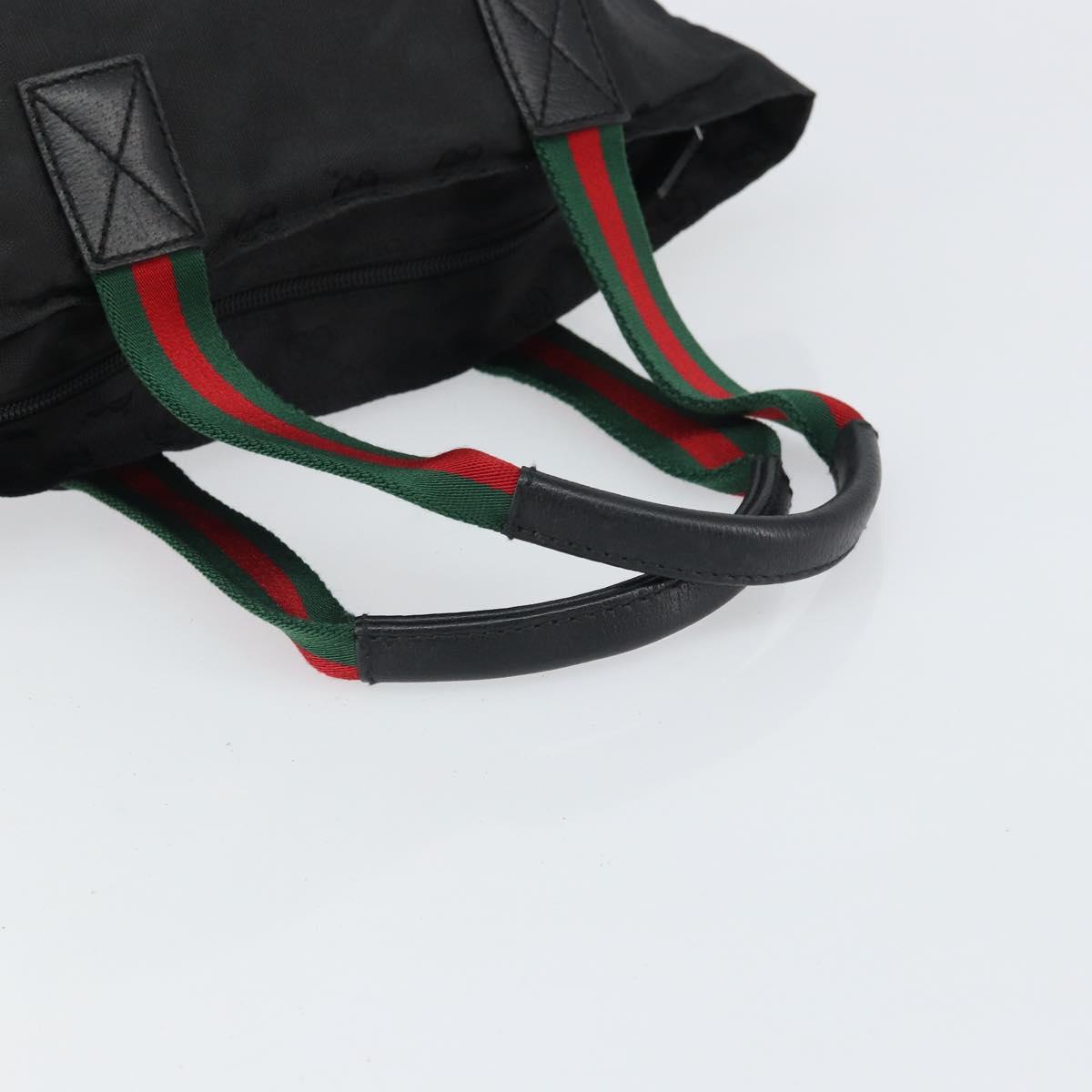GUCCI GG Canvas Web Sherry Line Hand Bag Nylon Black Silver 131228 Auth 163273
