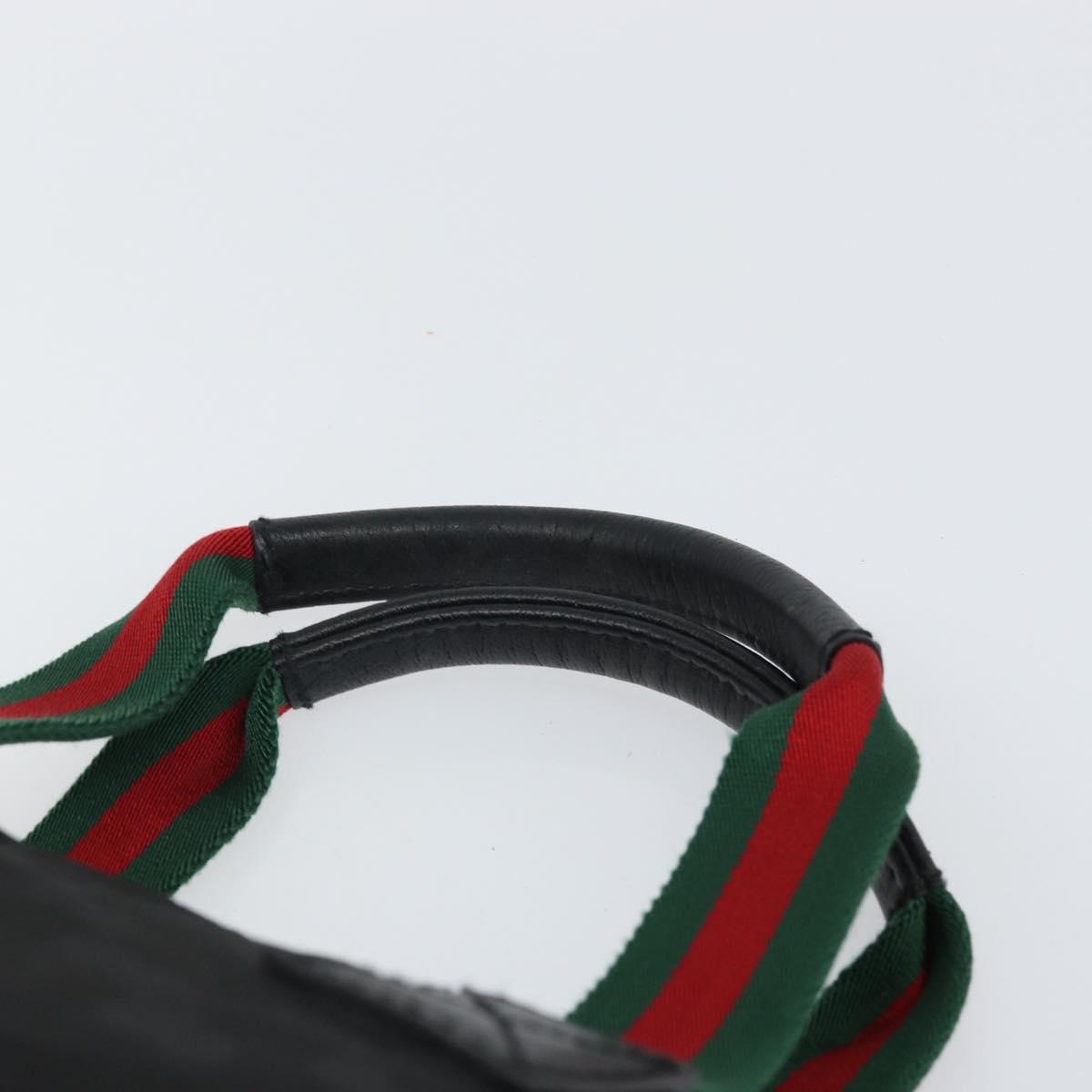 GUCCI GG Canvas Web Sherry Line Hand Bag Nylon Black Silver 131228 Auth 163273