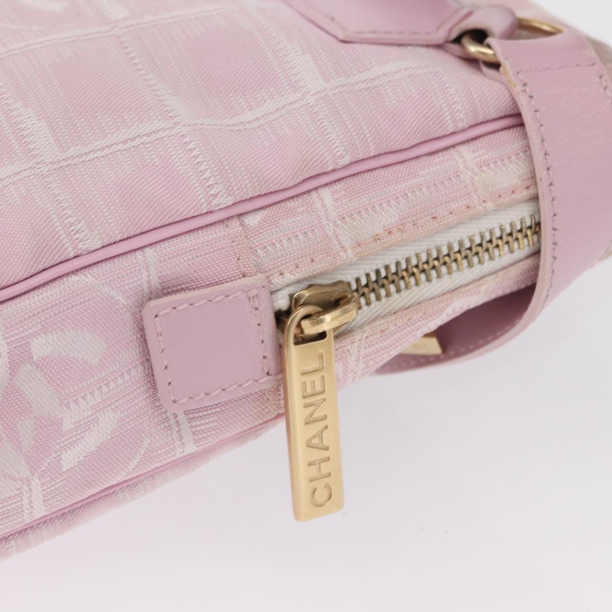 CHANEL New Travel Line Shoulder Bag Pink Gold CC Auth 163276