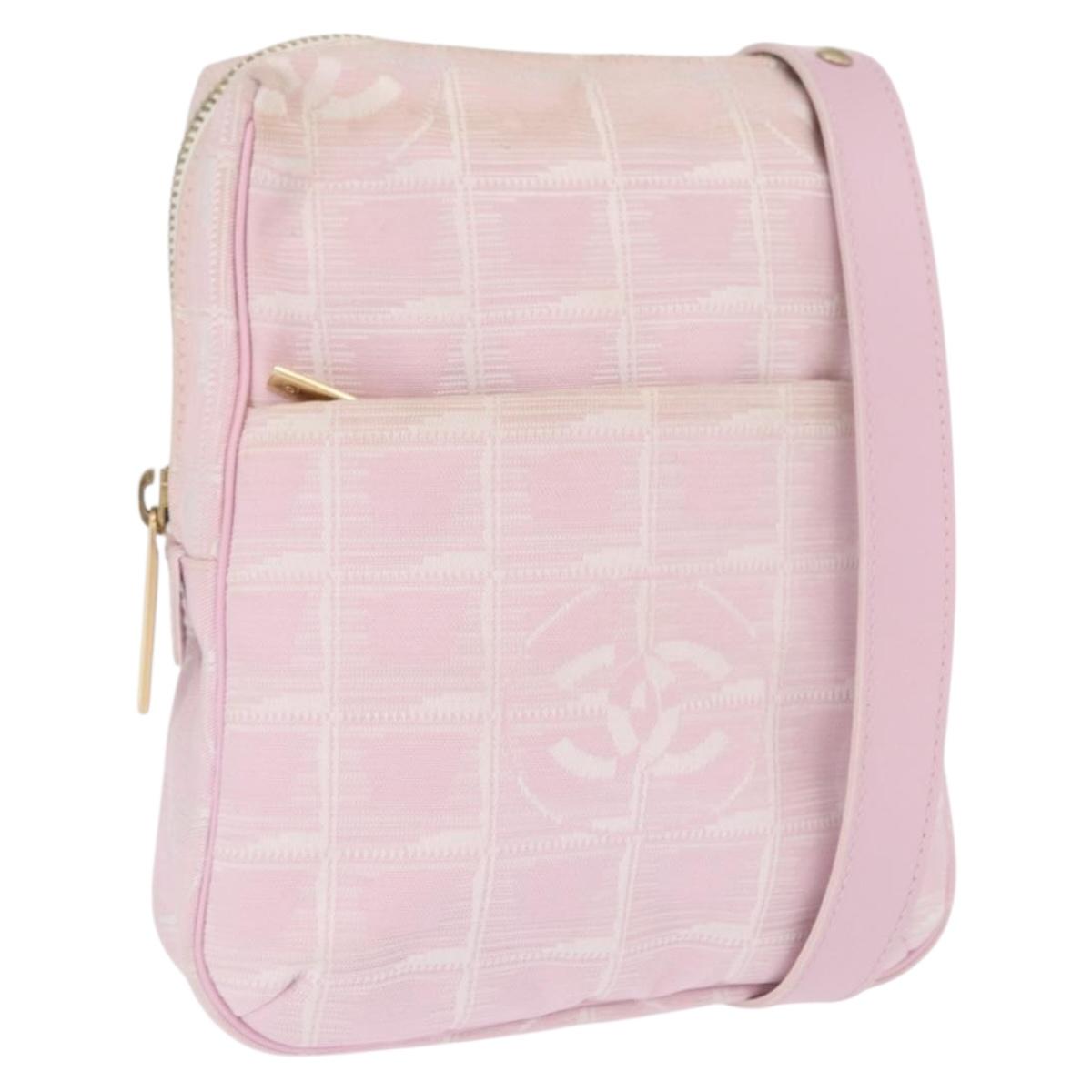 CHANEL New Travel Line Shoulder Bag Pink Gold CC Auth 163276