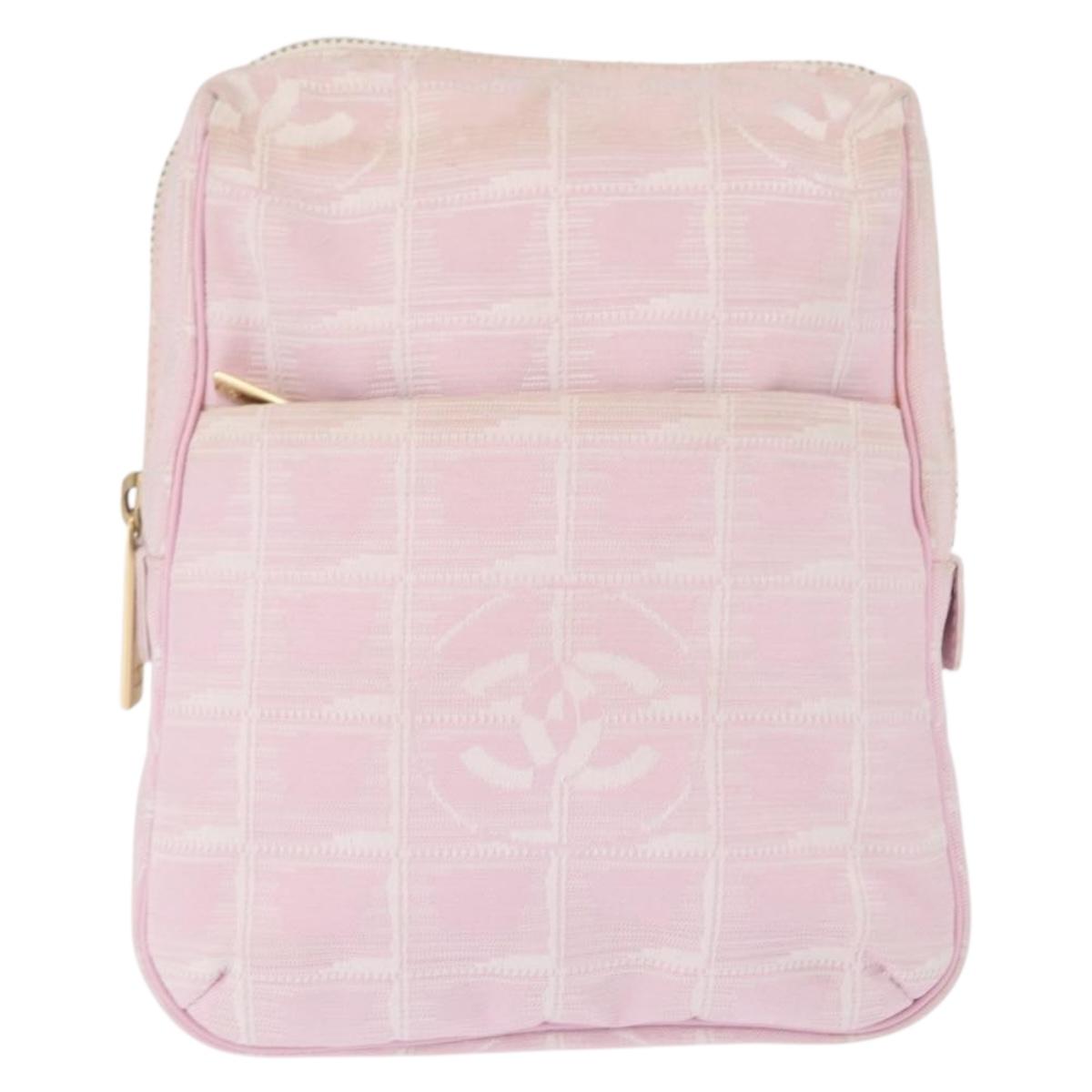 CHANEL New Travel Line Shoulder Bag Pink Gold CC Auth 163276