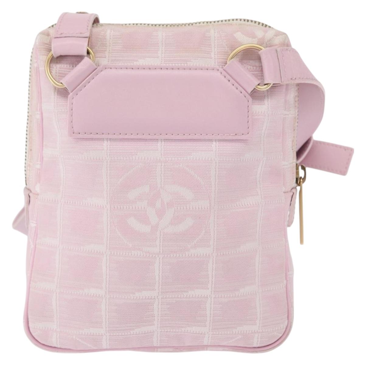 CHANEL New Travel Line Shoulder Bag Pink Gold CC Auth 163276