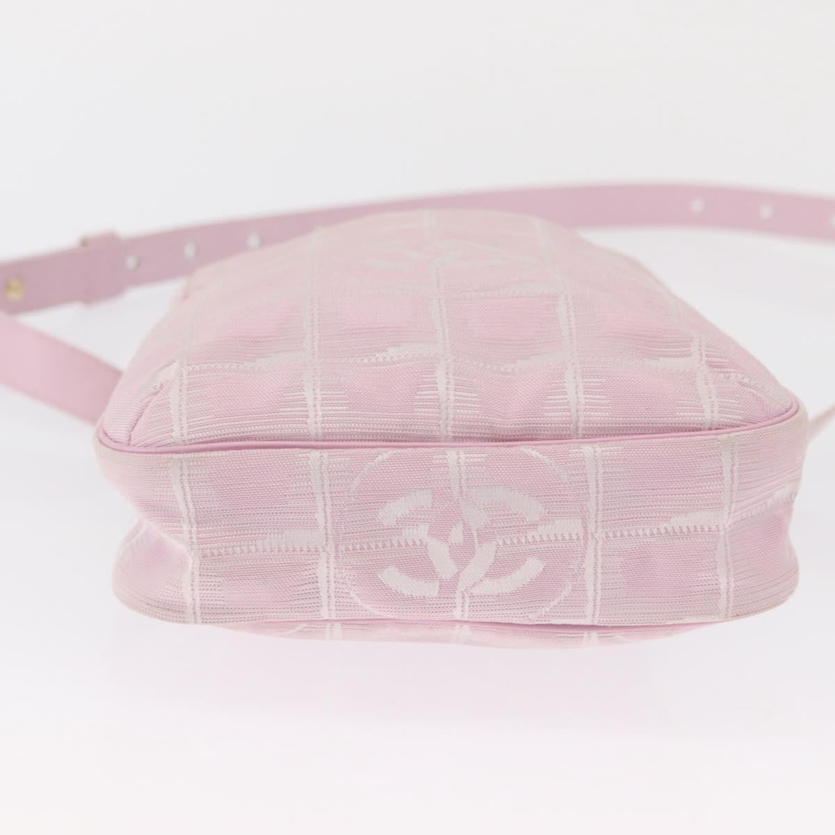 CHANEL New Travel Line Shoulder Bag Pink Gold CC Auth 163276