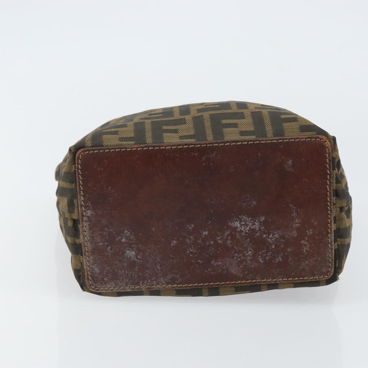 FENDI Zucca Canvas Hand Bag Brown Black Auth 163278