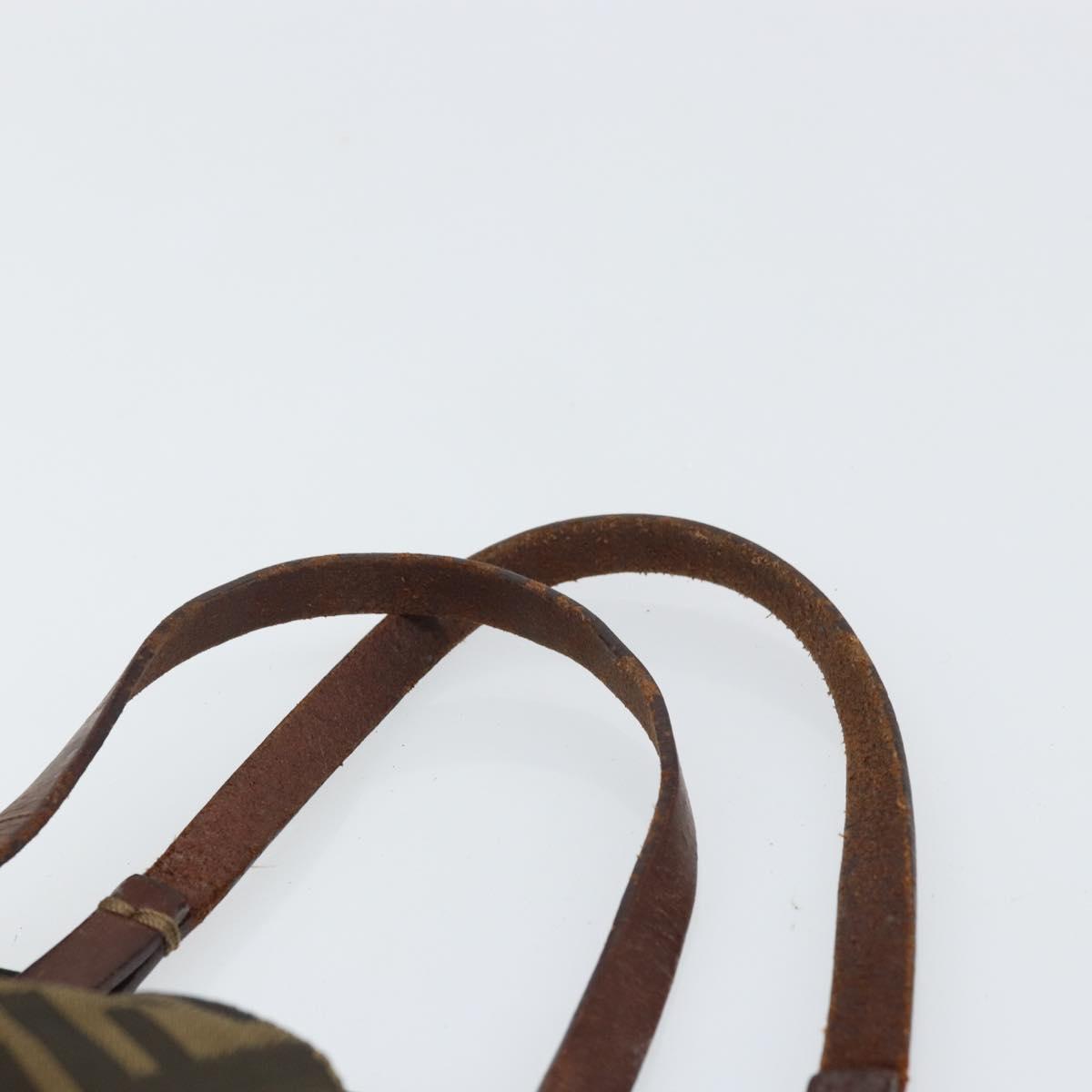 FENDI Zucca Canvas Hand Bag Brown Black Auth 163278