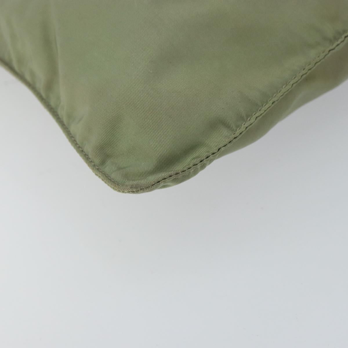 PRADA Shoulder Bag Nylon Green Gold Auth 163281