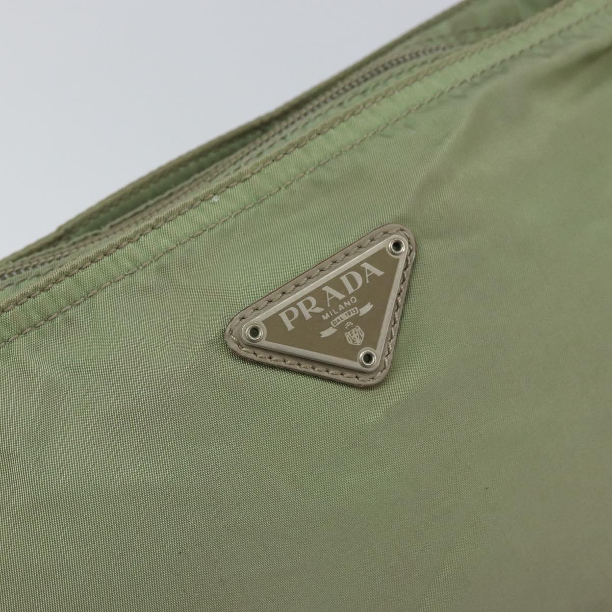 PRADA Shoulder Bag Nylon Green Gold Auth 163281