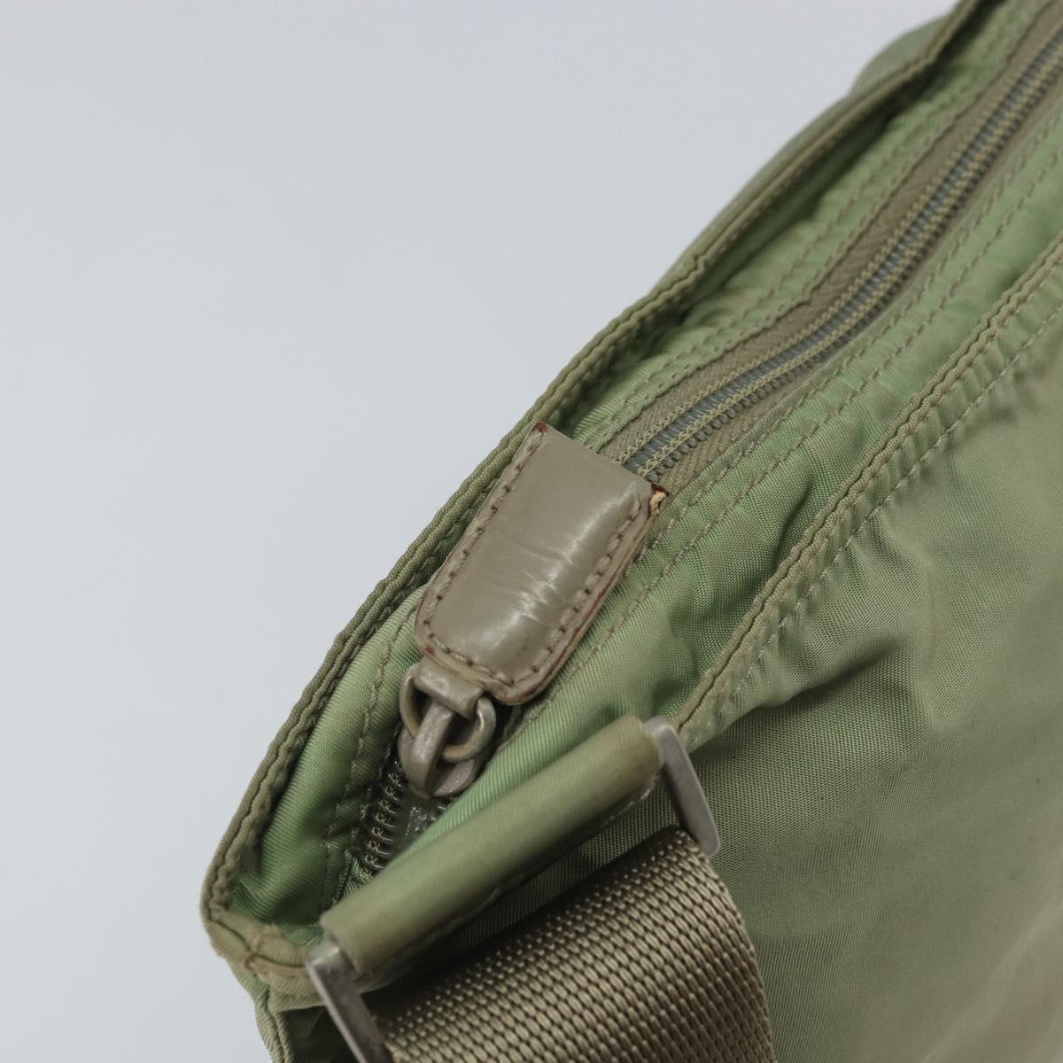 PRADA Shoulder Bag Nylon Green Gold Auth 163281