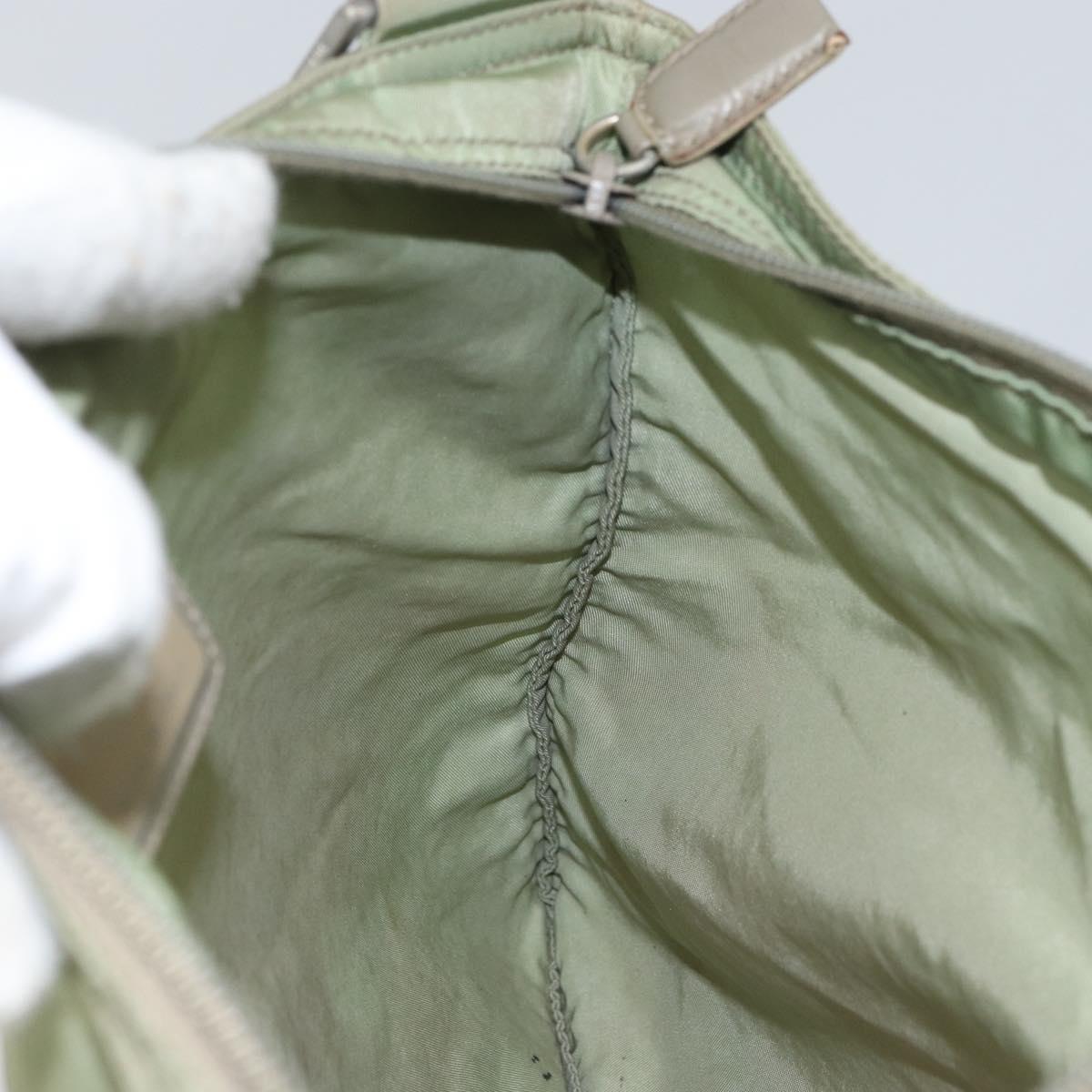 PRADA Shoulder Bag Nylon Green Gold Auth 163281
