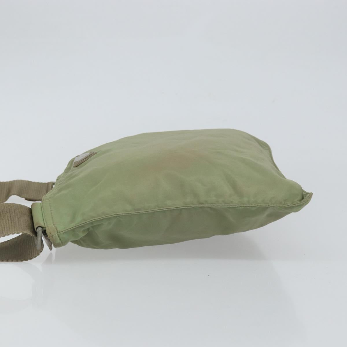 PRADA Shoulder Bag Nylon Green Gold Auth 163281