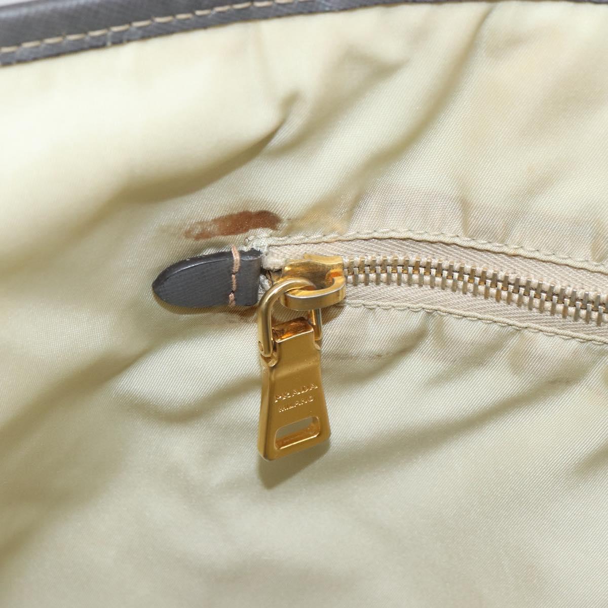 PRADA Tote Bag Nylon Beige Gold Auth 163284