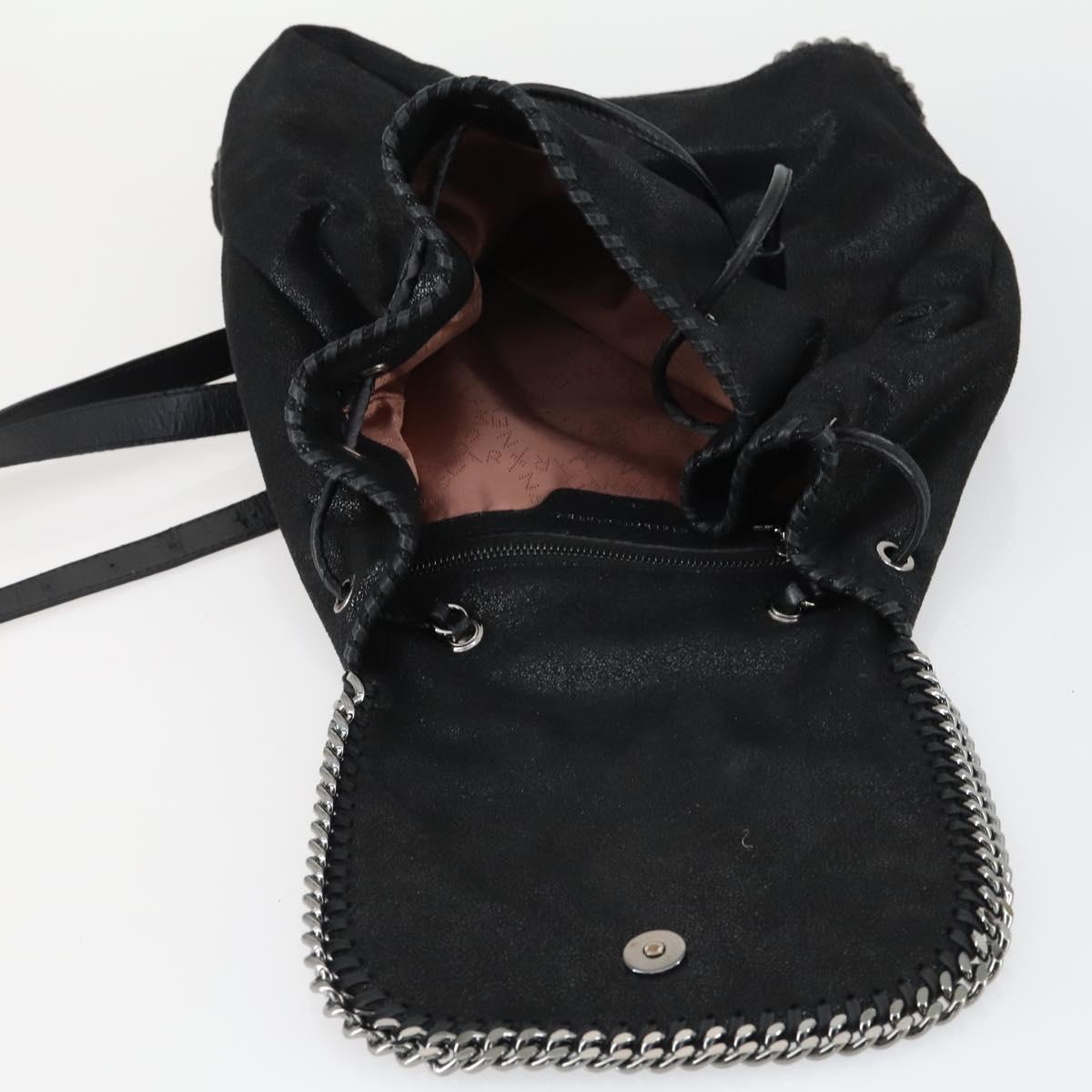 Stella MacCartney Falabella Shoulder Bag polyester Black Silver Auth 163286A