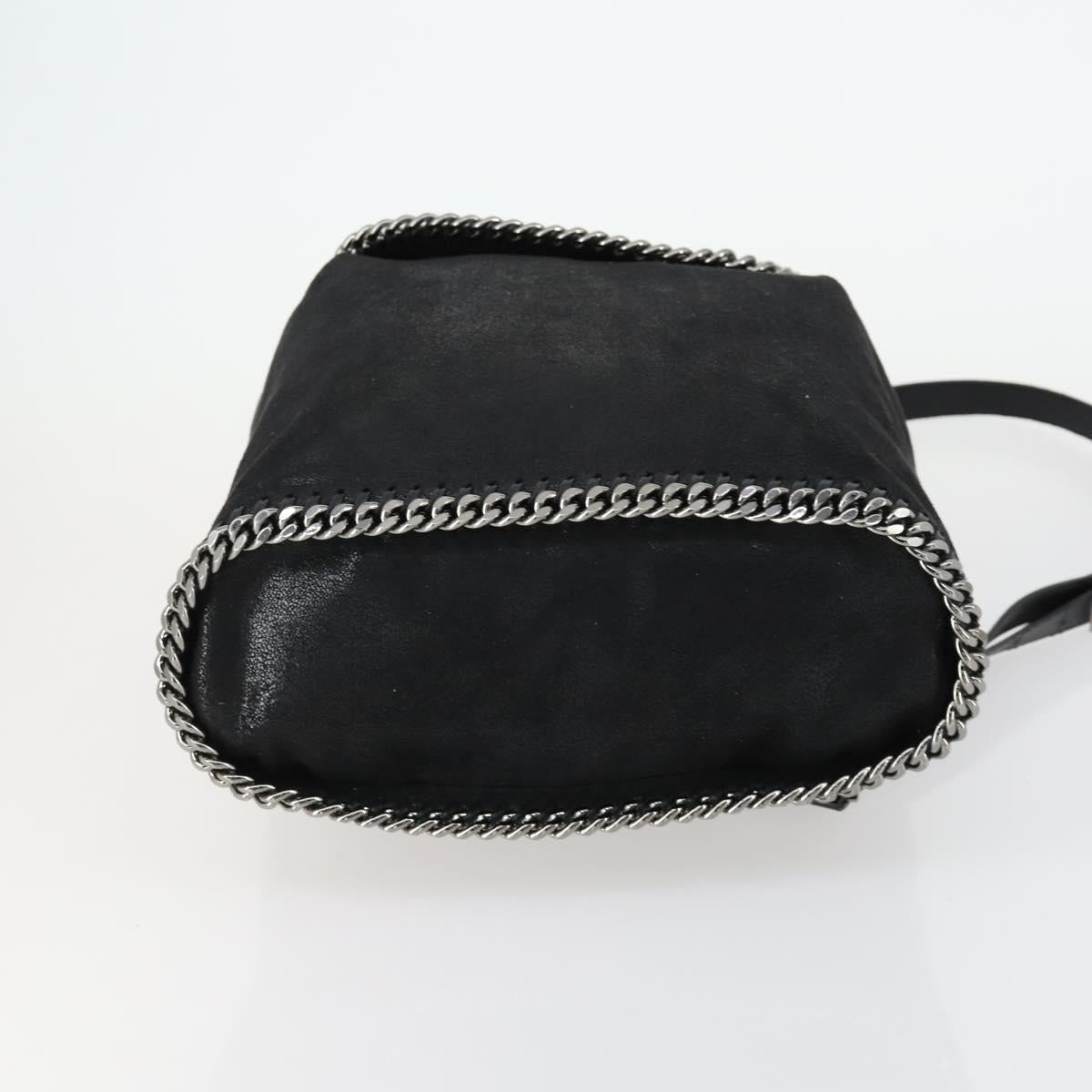 Stella MacCartney Falabella Shoulder Bag polyester Black Silver Auth 163286A