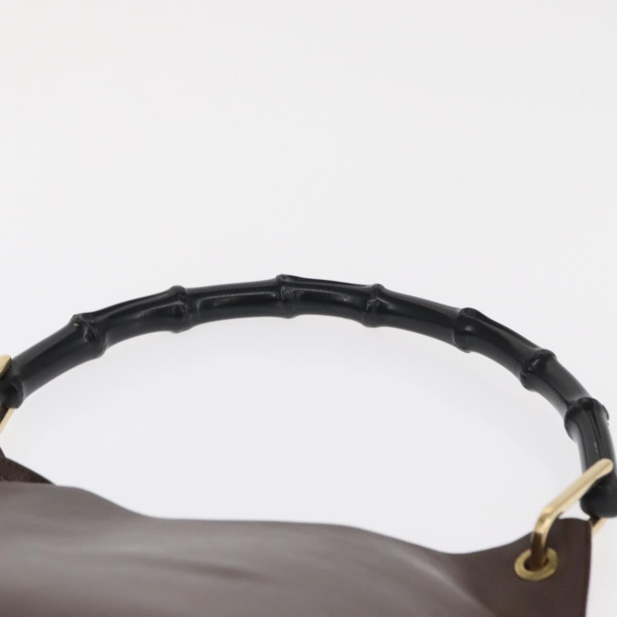 GUCCI Bamboo Shoulder Bag Leather Dark Brown Gold 001 1553 1880 Auth 163296