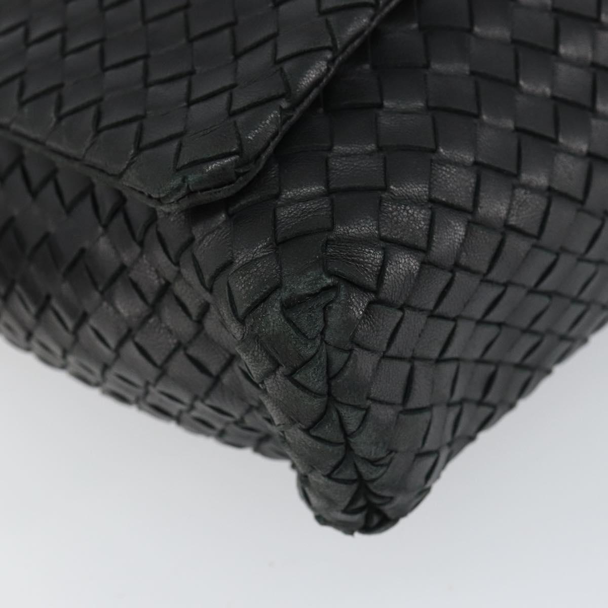 BOTTEGAVENETA INTRECCIATO Shoulder Bag Leather Black Gold Auth 163299