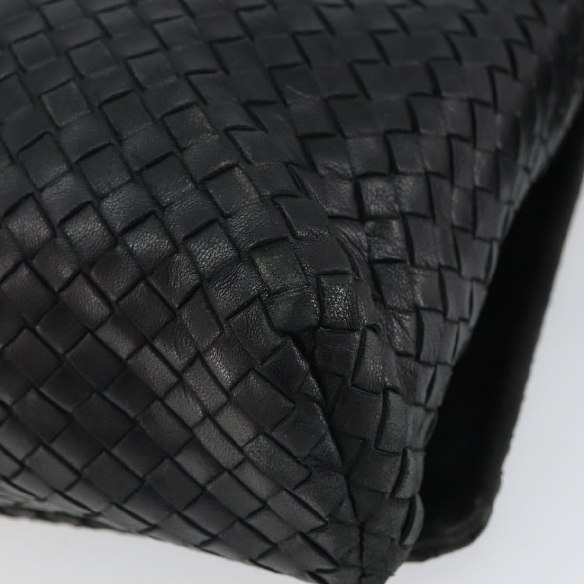 BOTTEGAVENETA INTRECCIATO Shoulder Bag Leather Black Gold Auth 163299