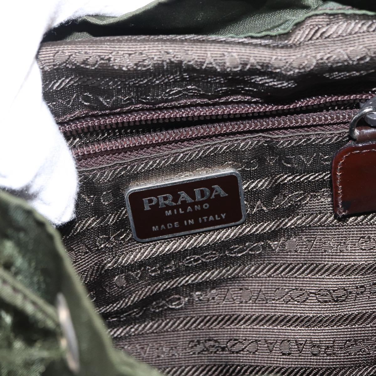 PRADA Backpack Nylon Khaki Silver Auth 163300