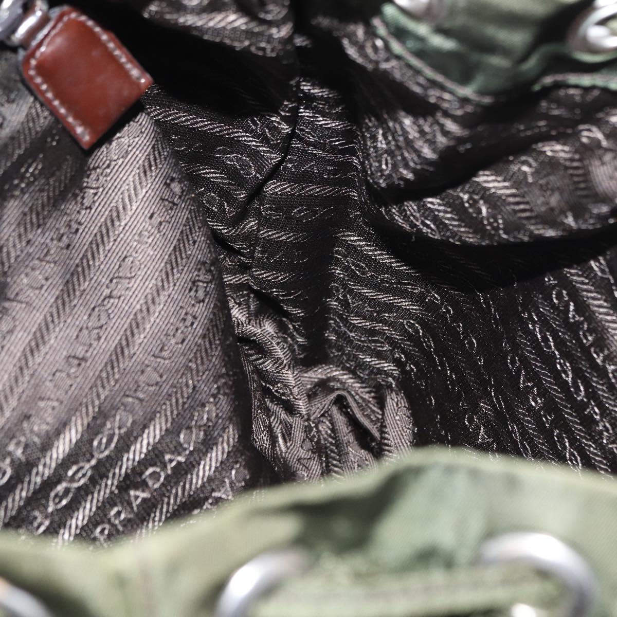 PRADA Backpack Nylon Khaki Silver Auth 163300