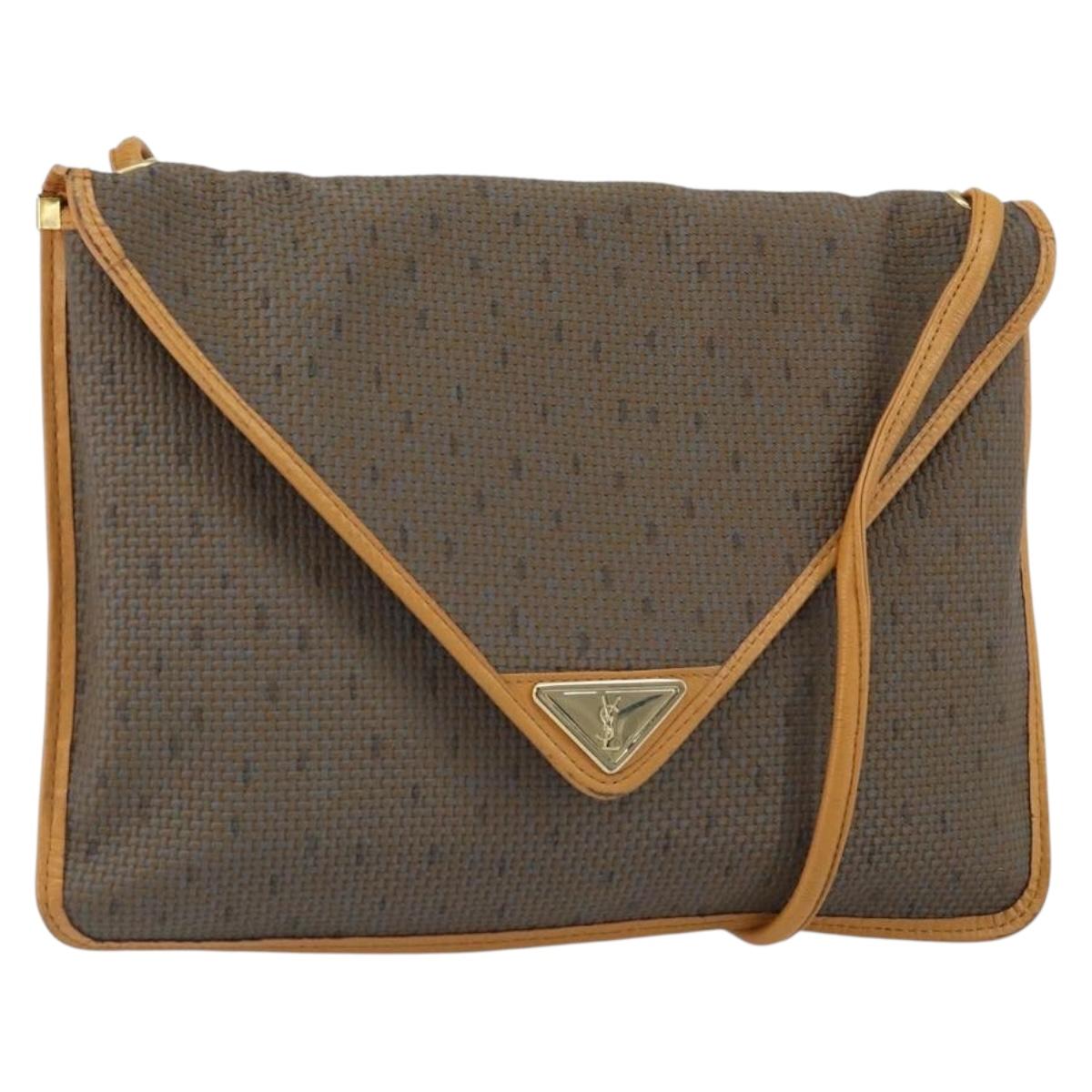 SAINT LAURENT Shoulder Bag PVC Brown Gold Auth 163302