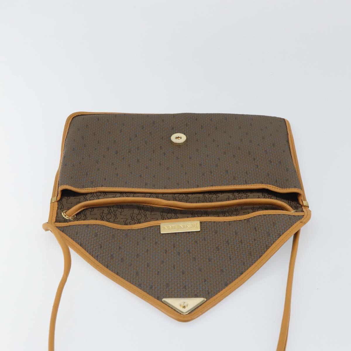 SAINT LAURENT Shoulder Bag PVC Brown Gold Auth 163302