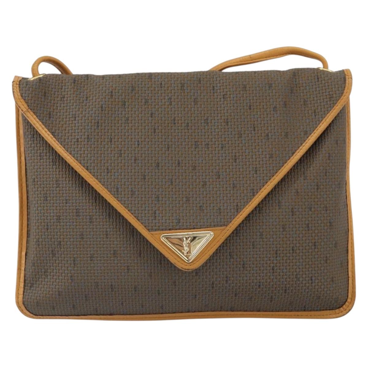 SAINT LAURENT Shoulder Bag PVC Brown Gold Auth 163302