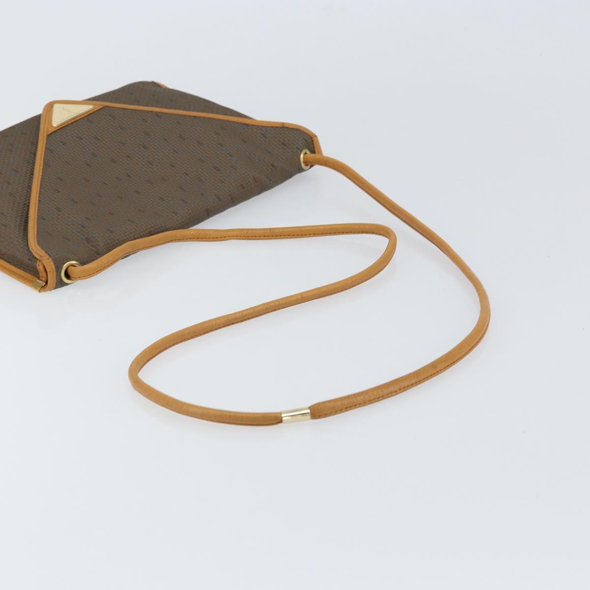 SAINT LAURENT Shoulder Bag PVC Brown Gold Auth 163302