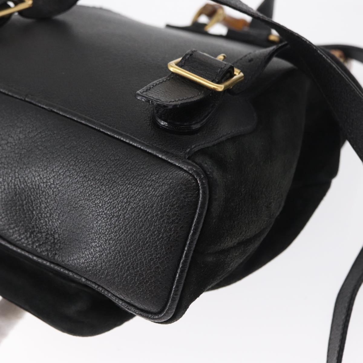 GUCCI Bamboo Backpack Suede Black Gold 003 1705 0030 Auth 163304