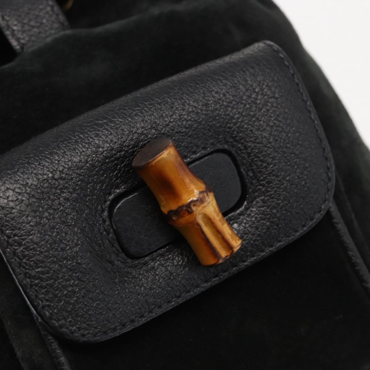 GUCCI Bamboo Backpack Suede Black Gold 003 1705 0030 Auth 163304
