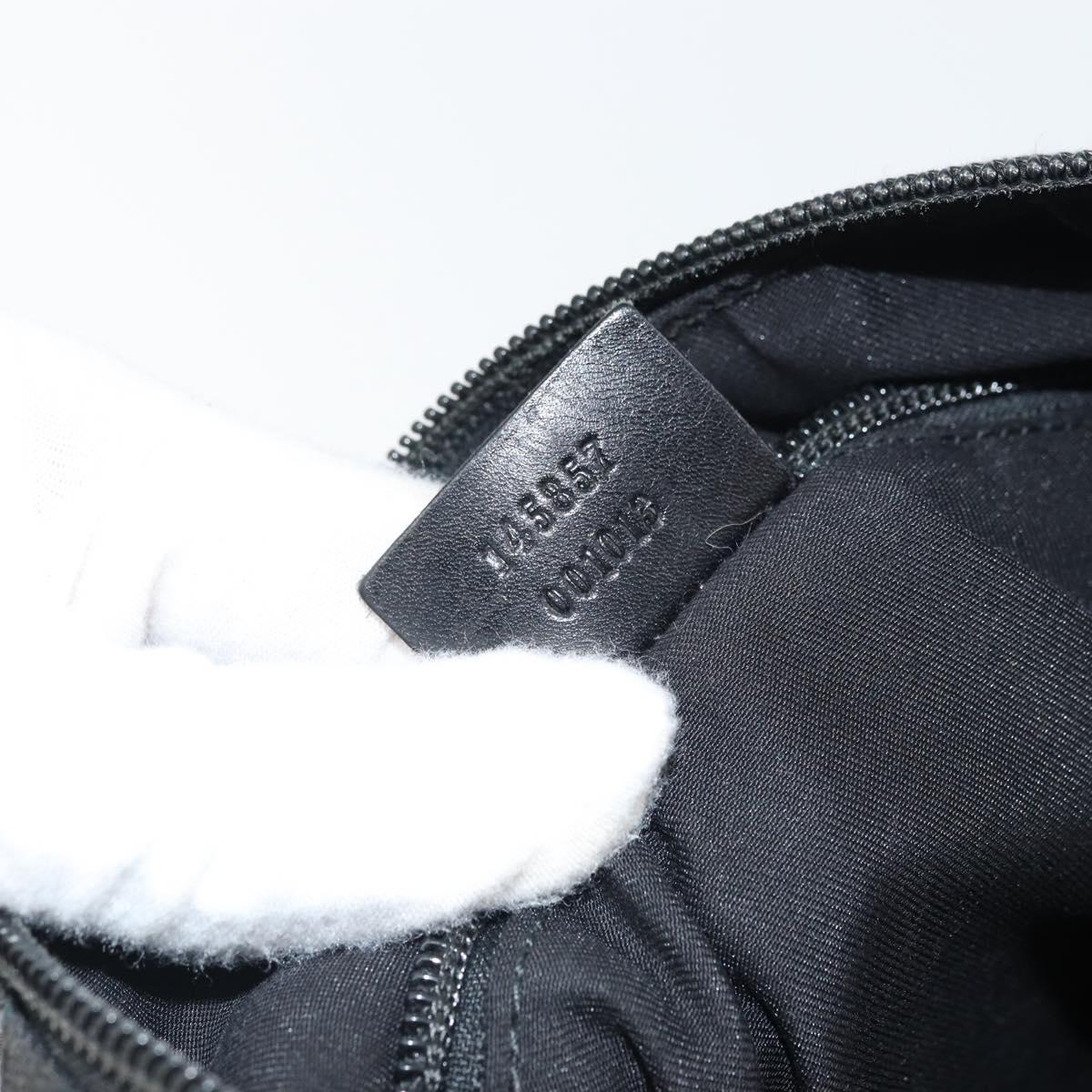 GUCCI GG Canvas Shoulder Bag Black Silver 145857 Auth 163305