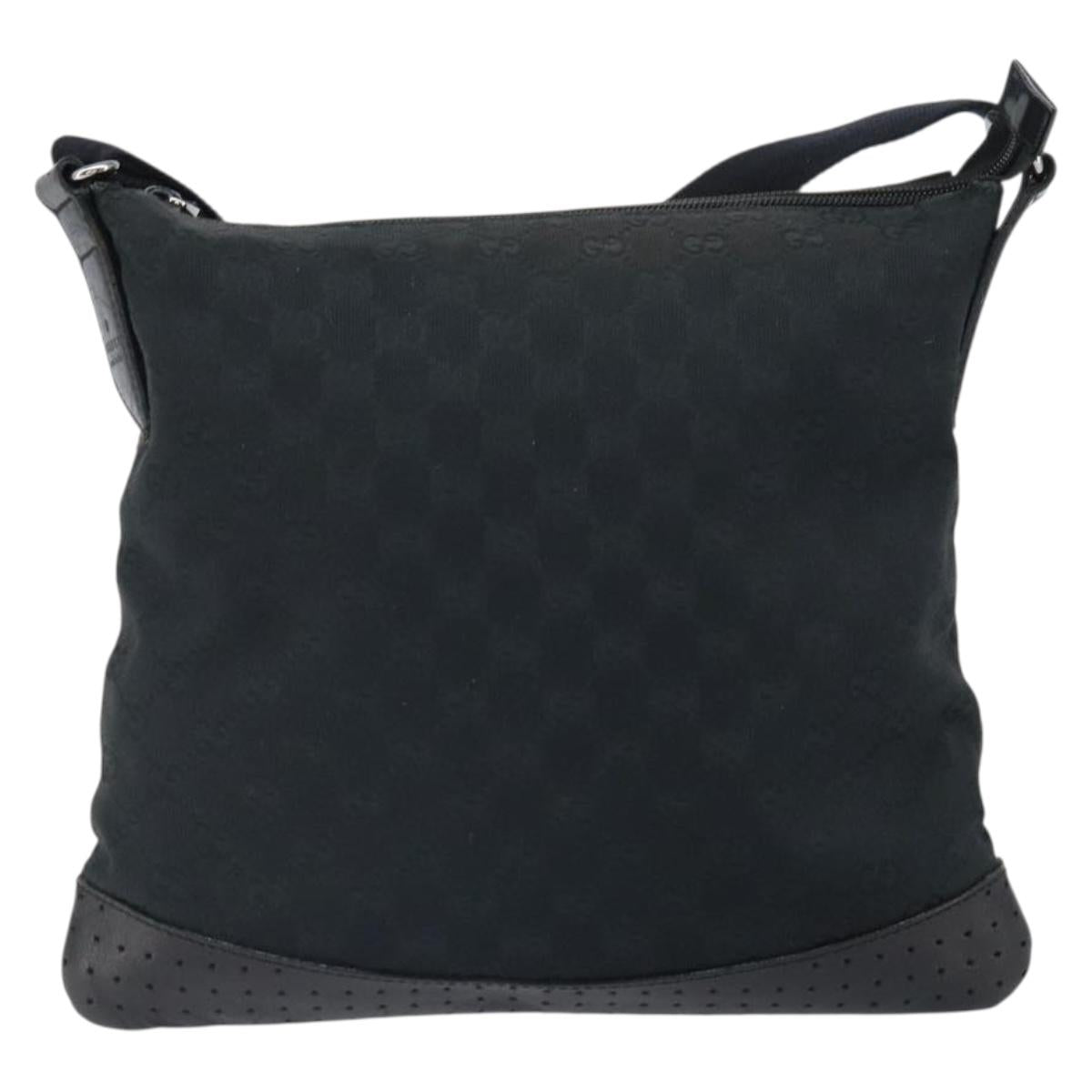 GUCCI GG Canvas Shoulder Bag Black Silver 145857 Auth 163305