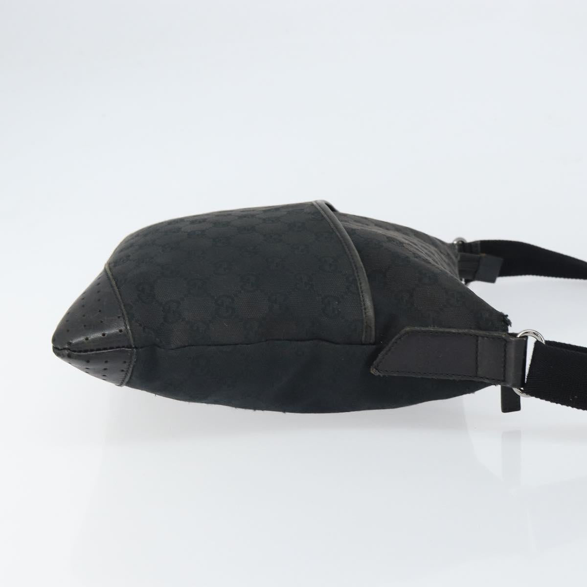 GUCCI GG Canvas Shoulder Bag Black Silver 145857 Auth 163305