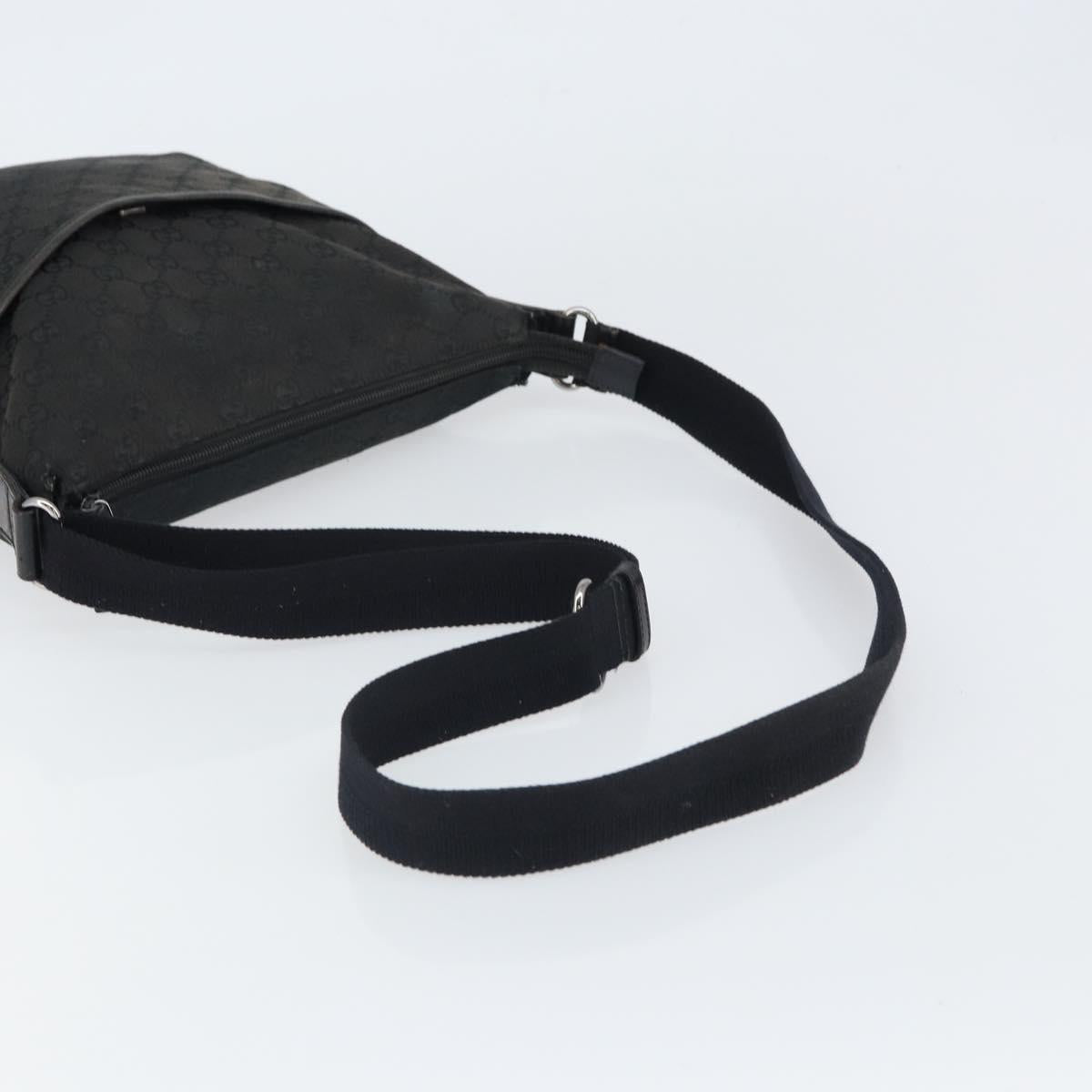 GUCCI GG Canvas Shoulder Bag Black Silver 145857 Auth 163305