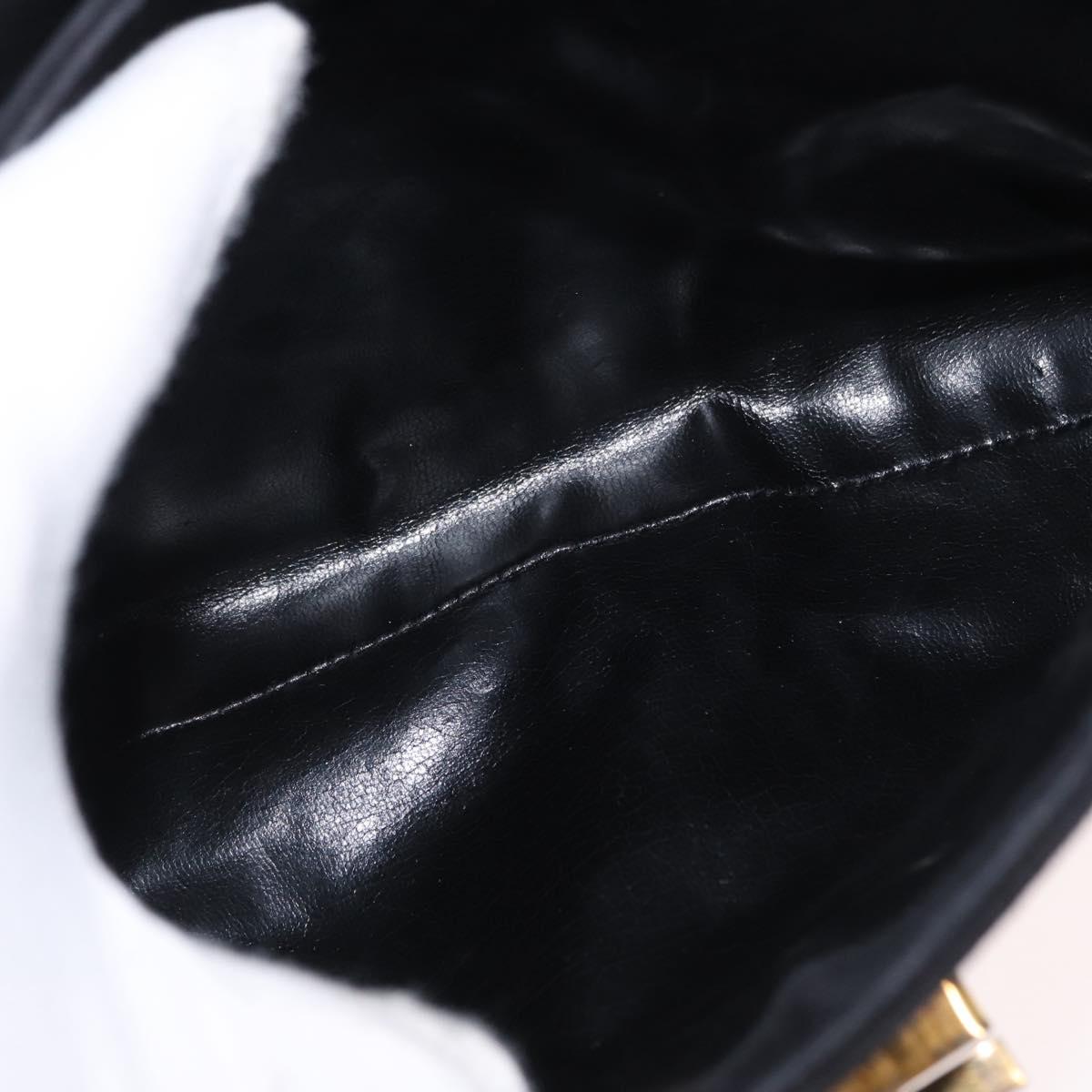 Salvatore Ferragamo Gancini Shoulder Bag Suede Black Gold Auth 163316
