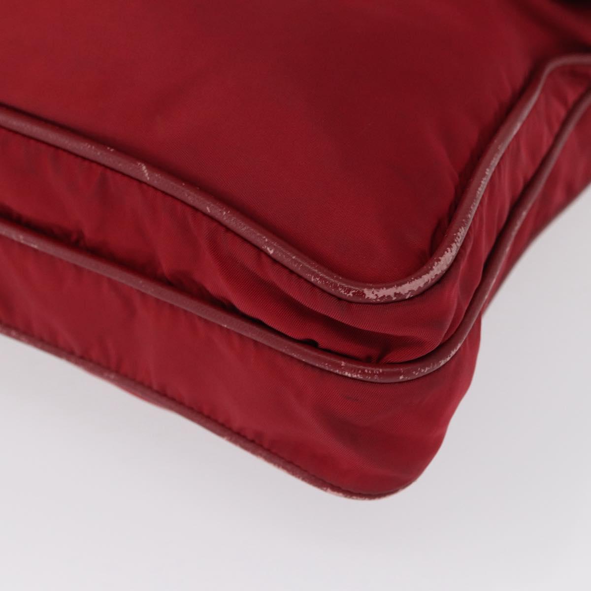 PRADA Shoulder Bag Nylon Red Silver Auth 163326