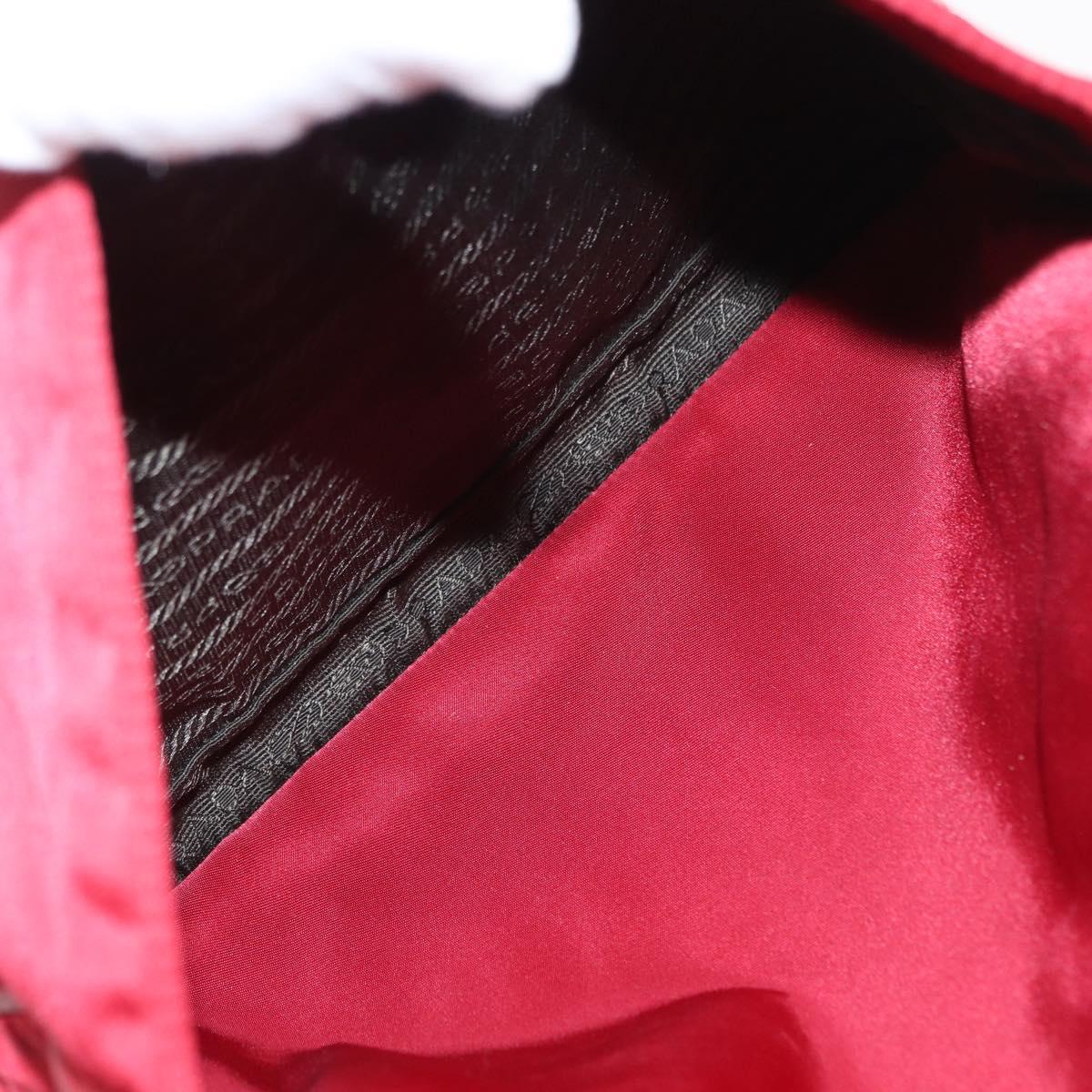 PRADA Shoulder Bag Nylon Red Silver Auth 163326