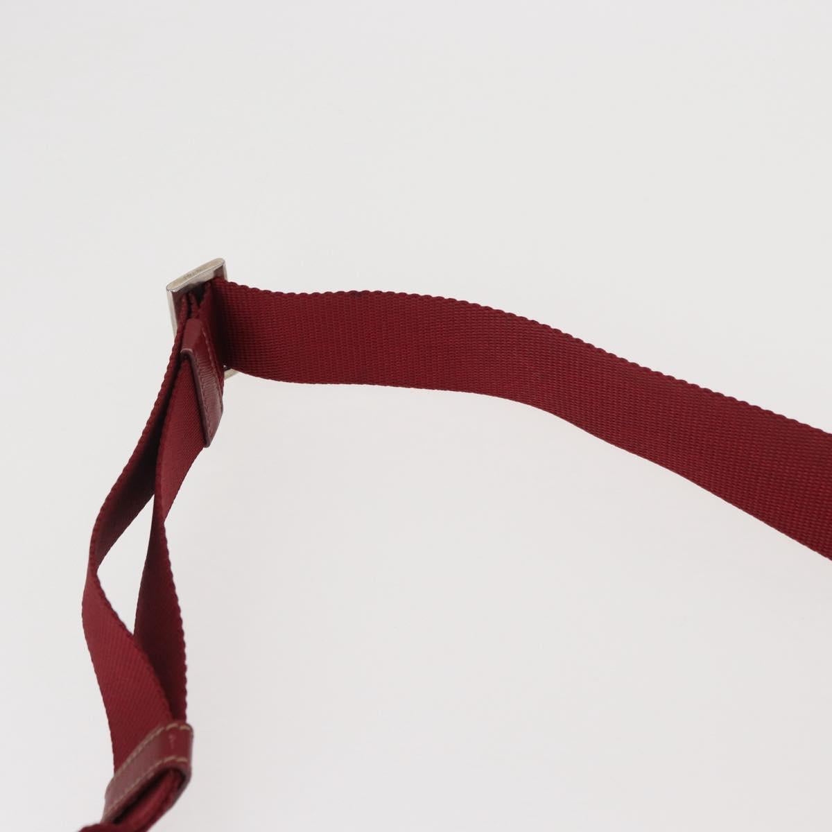PRADA Shoulder Bag Nylon Red Silver Auth 163326