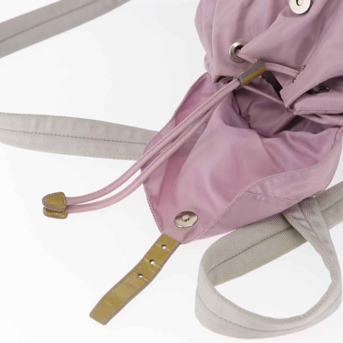 PRADA Backpack Nylon Pink Silver Auth 163327A