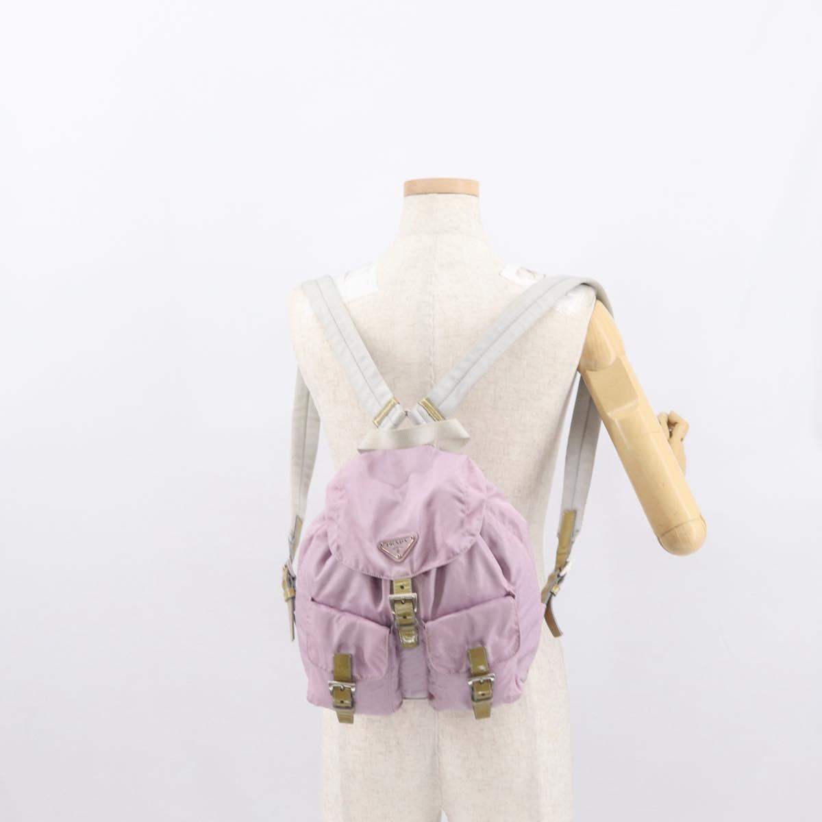 PRADA Backpack Nylon Pink Silver Auth 163327A