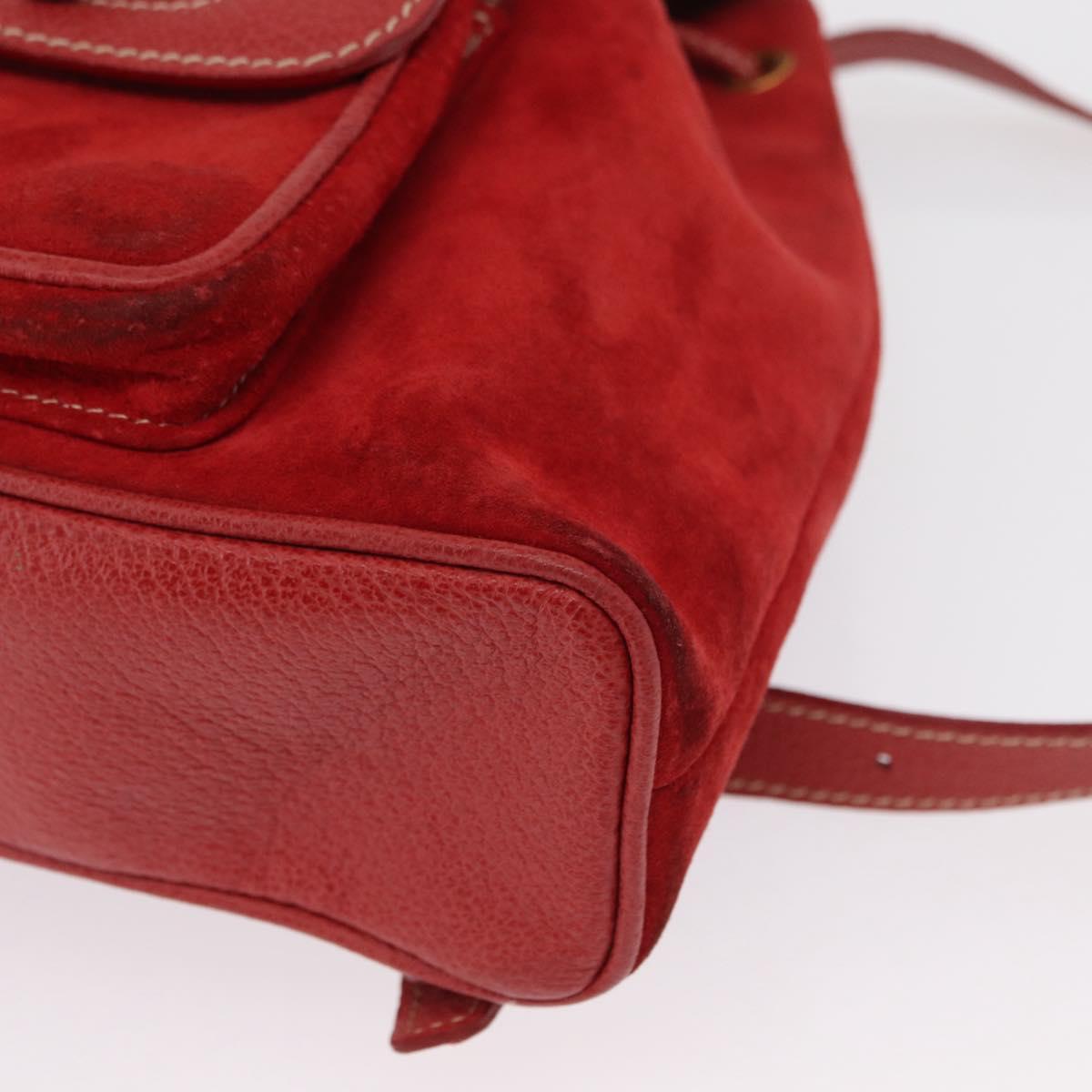 GUCCI Bamboo Backpack Suede Red Gold 003 2034 0030 Auth 163330
