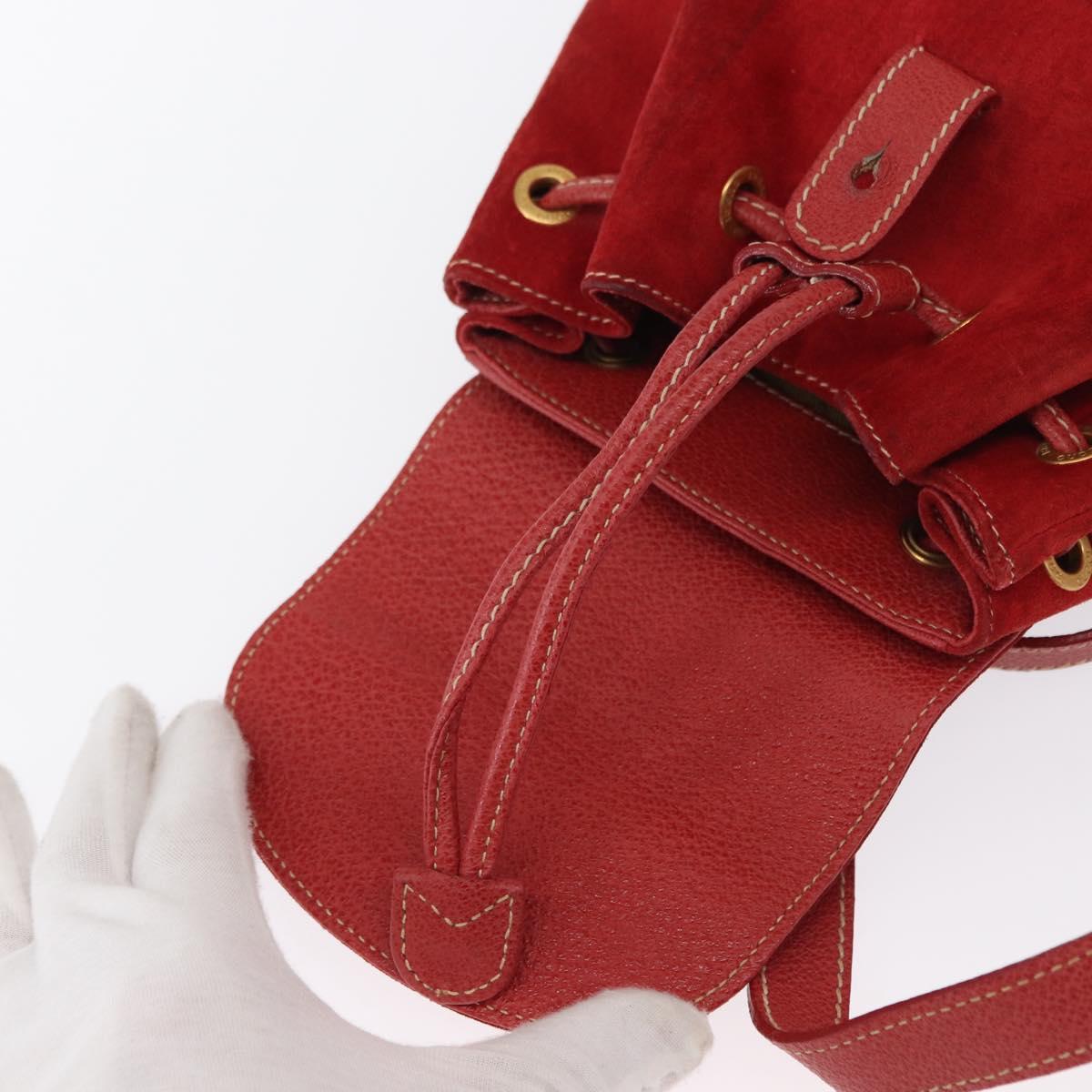 GUCCI Bamboo Backpack Suede Red Gold 003 2034 0030 Auth 163330