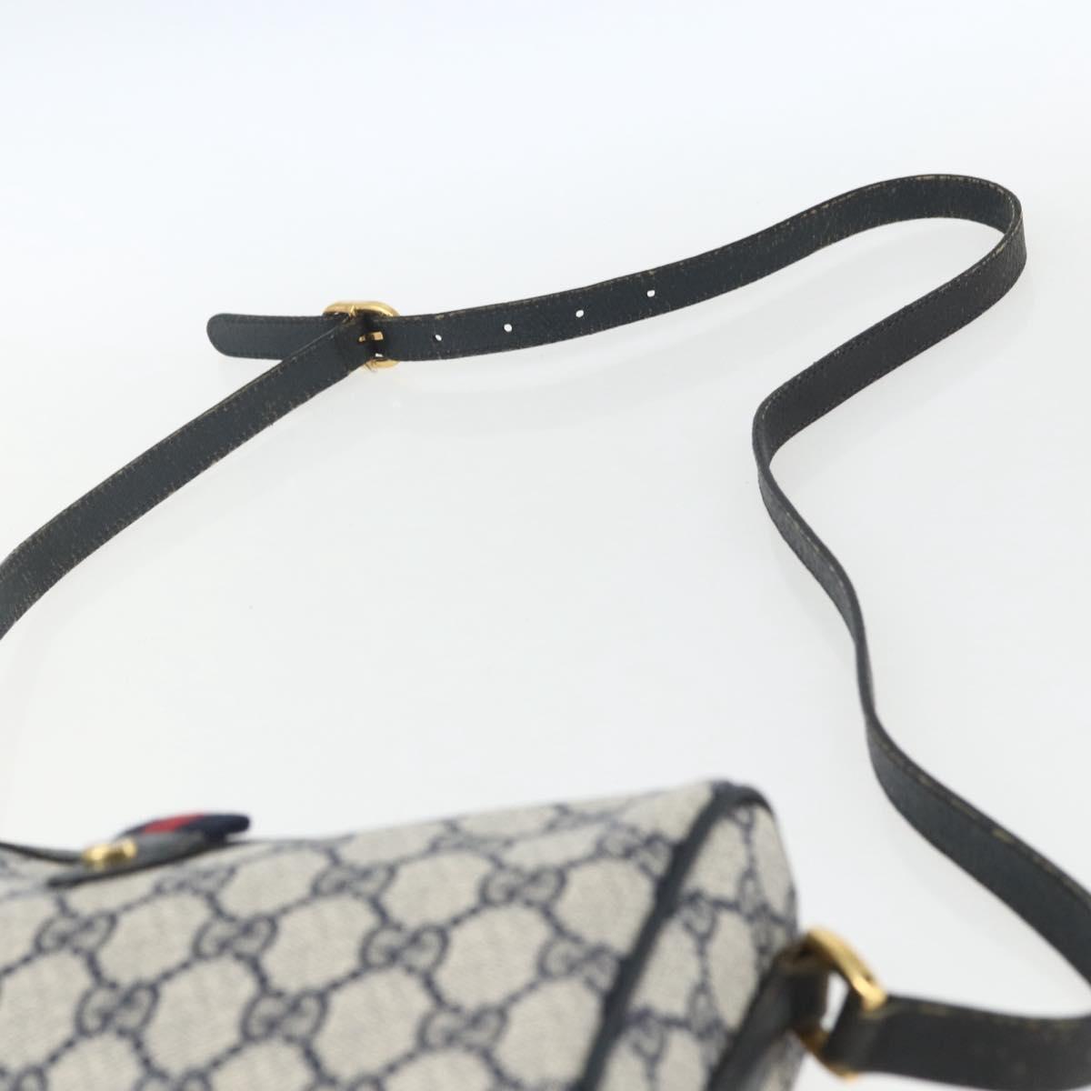 GUCCI GG Supreme Sherry Line Bag PVC Navy Gold Red 89 02 018 Auth 163335