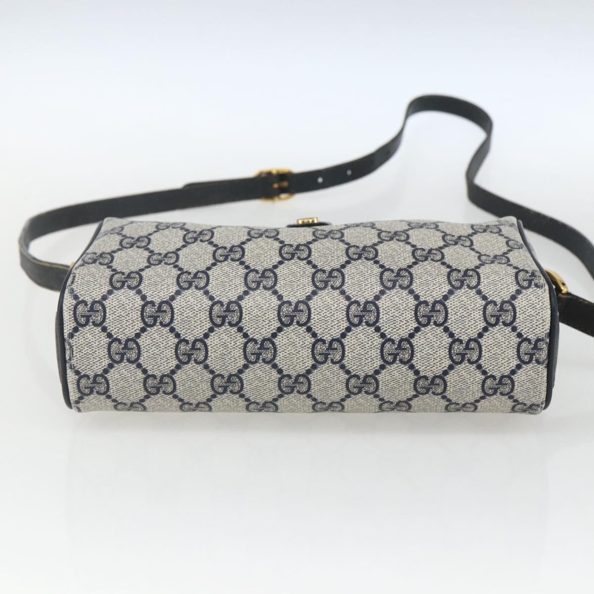 GUCCI GG Supreme Sherry Line Bag PVC Navy Gold Red 89 02 018 Auth 163335