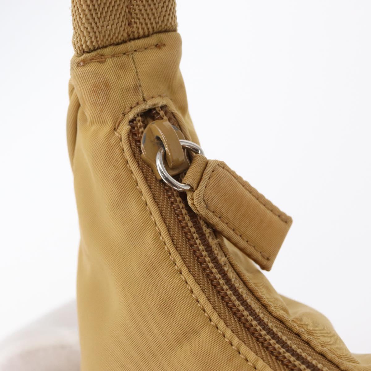 PRADA Hand Bag Nylon Beige Auth 163348