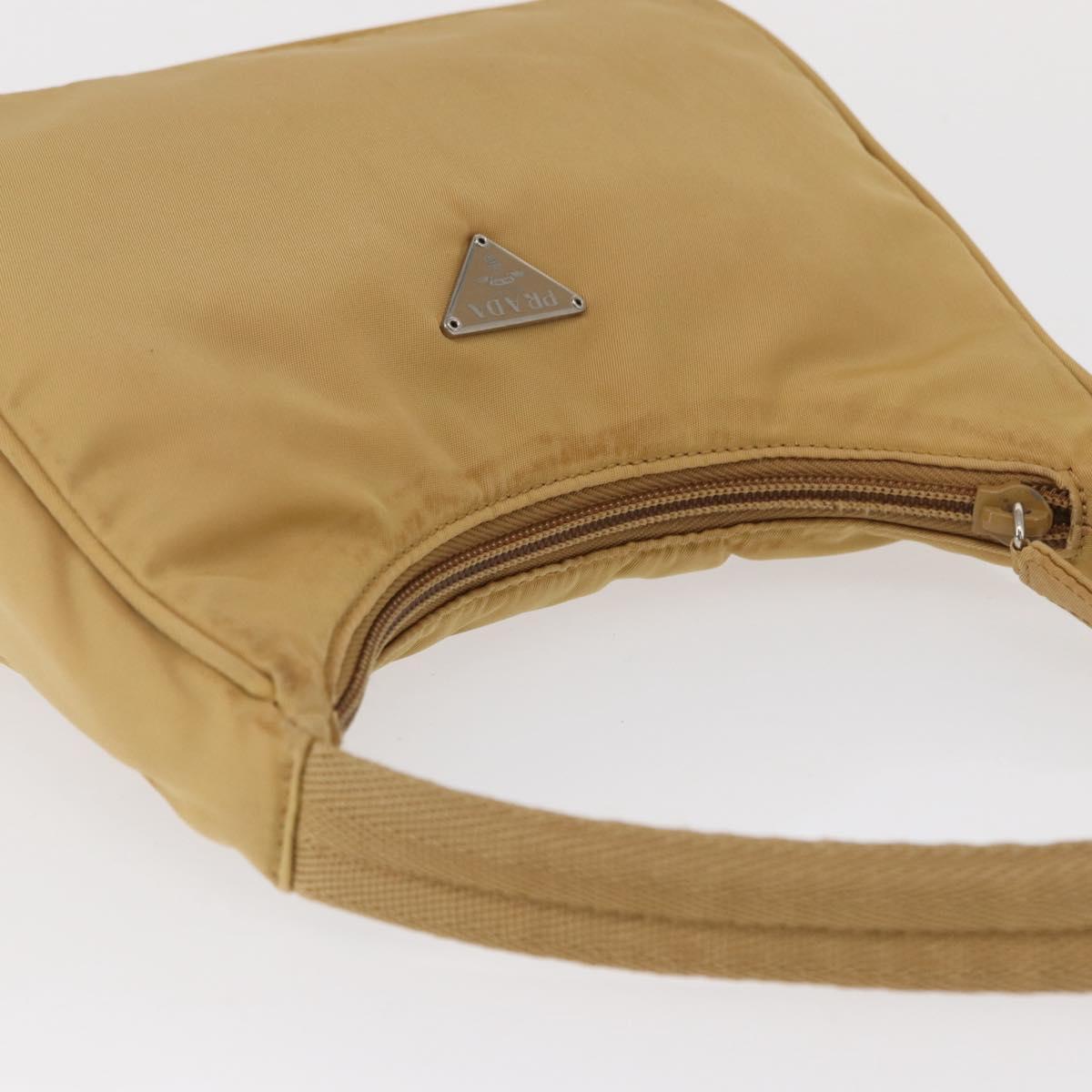 PRADA Hand Bag Nylon Beige Auth 163348