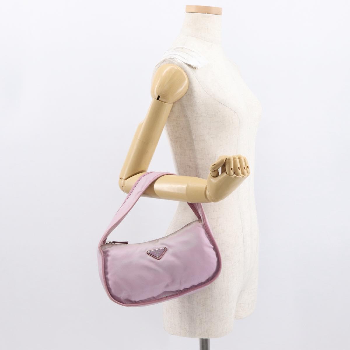 PRADA Hand Bag Nylon Pink Auth 163349
