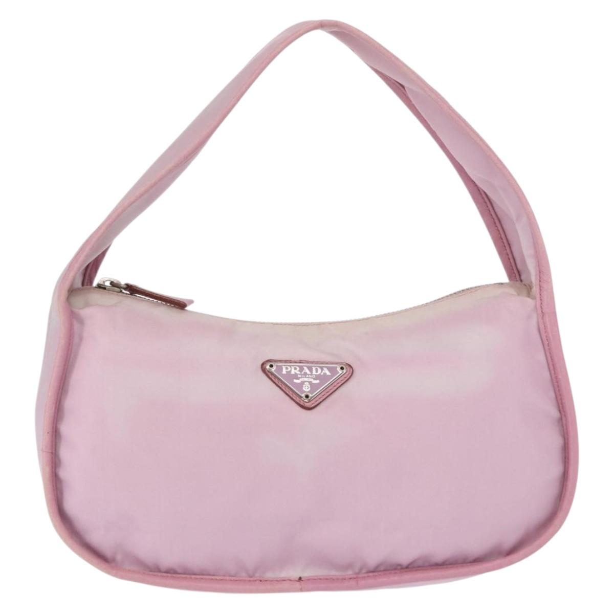 PRADA Hand Bag Nylon Pink Auth 163349