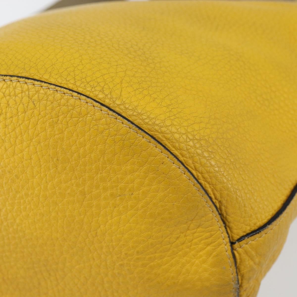 PRADA Shoulder Bag Leather Yellow Silver Auth 163357