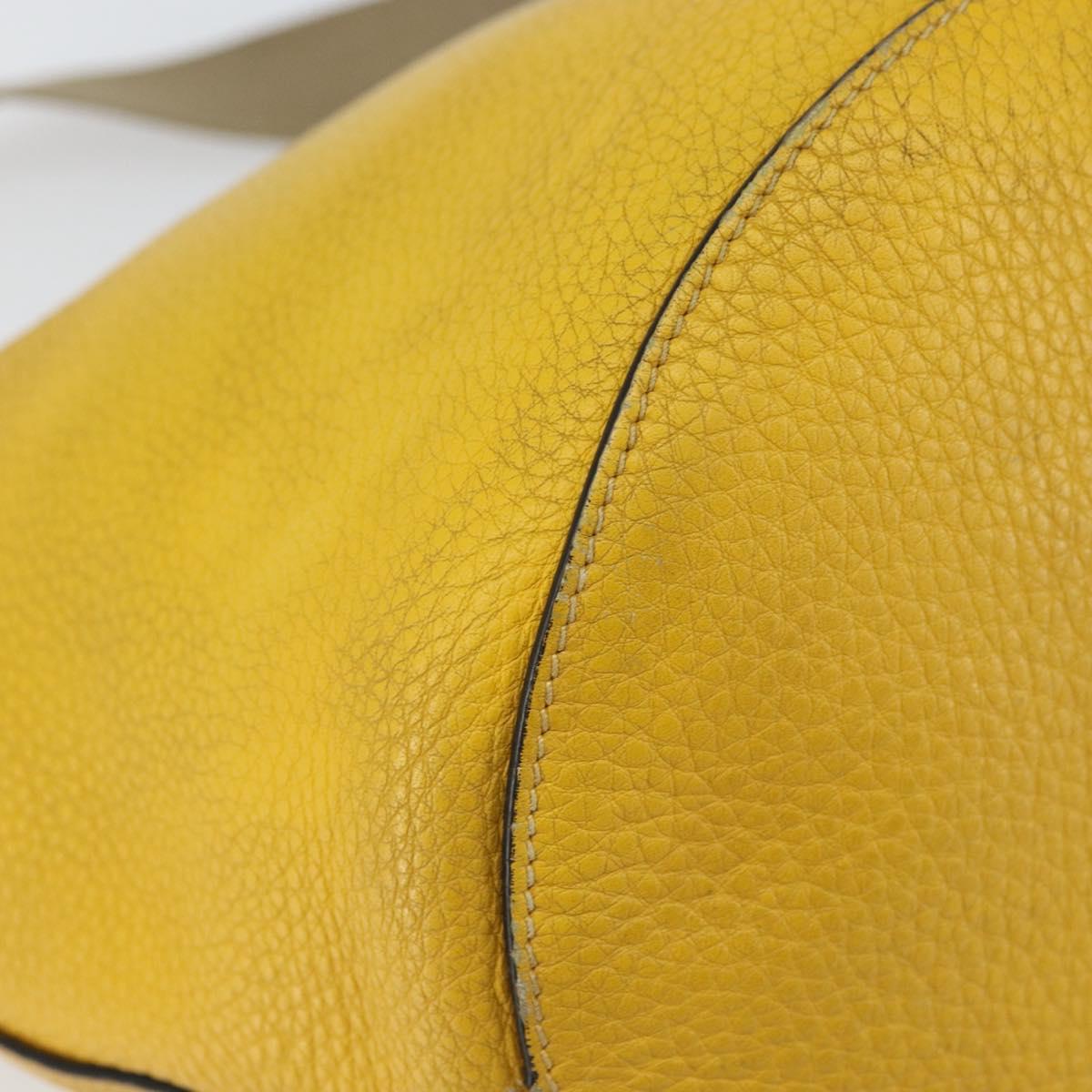 PRADA Shoulder Bag Leather Yellow Silver Auth 163357