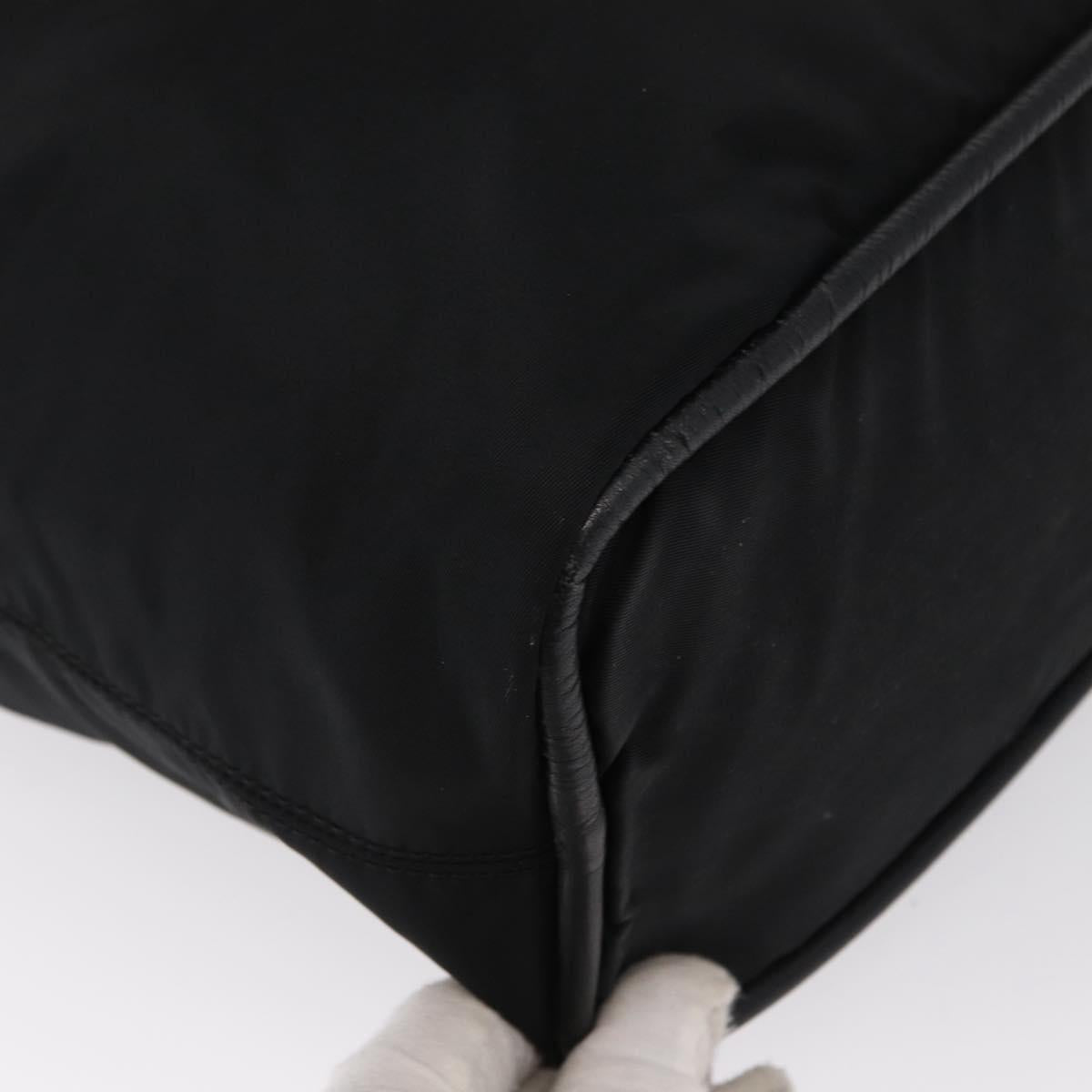 CELINE Circle Hand Bag Nylon Black Gold Auth 163365