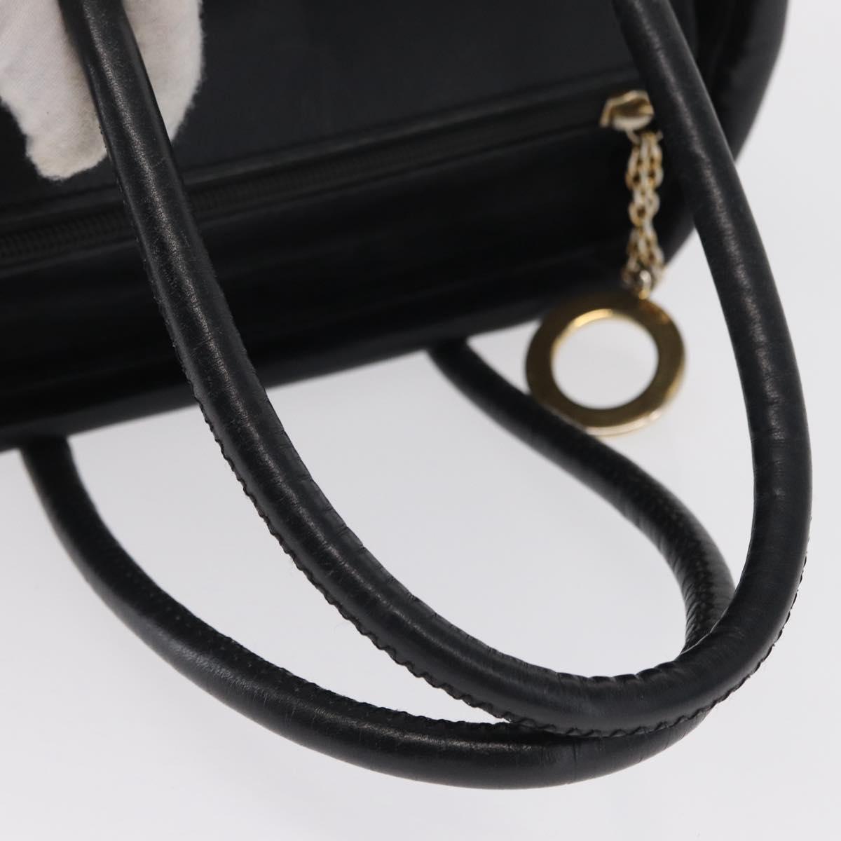 CELINE Circle Hand Bag Nylon Black Gold Auth 163365